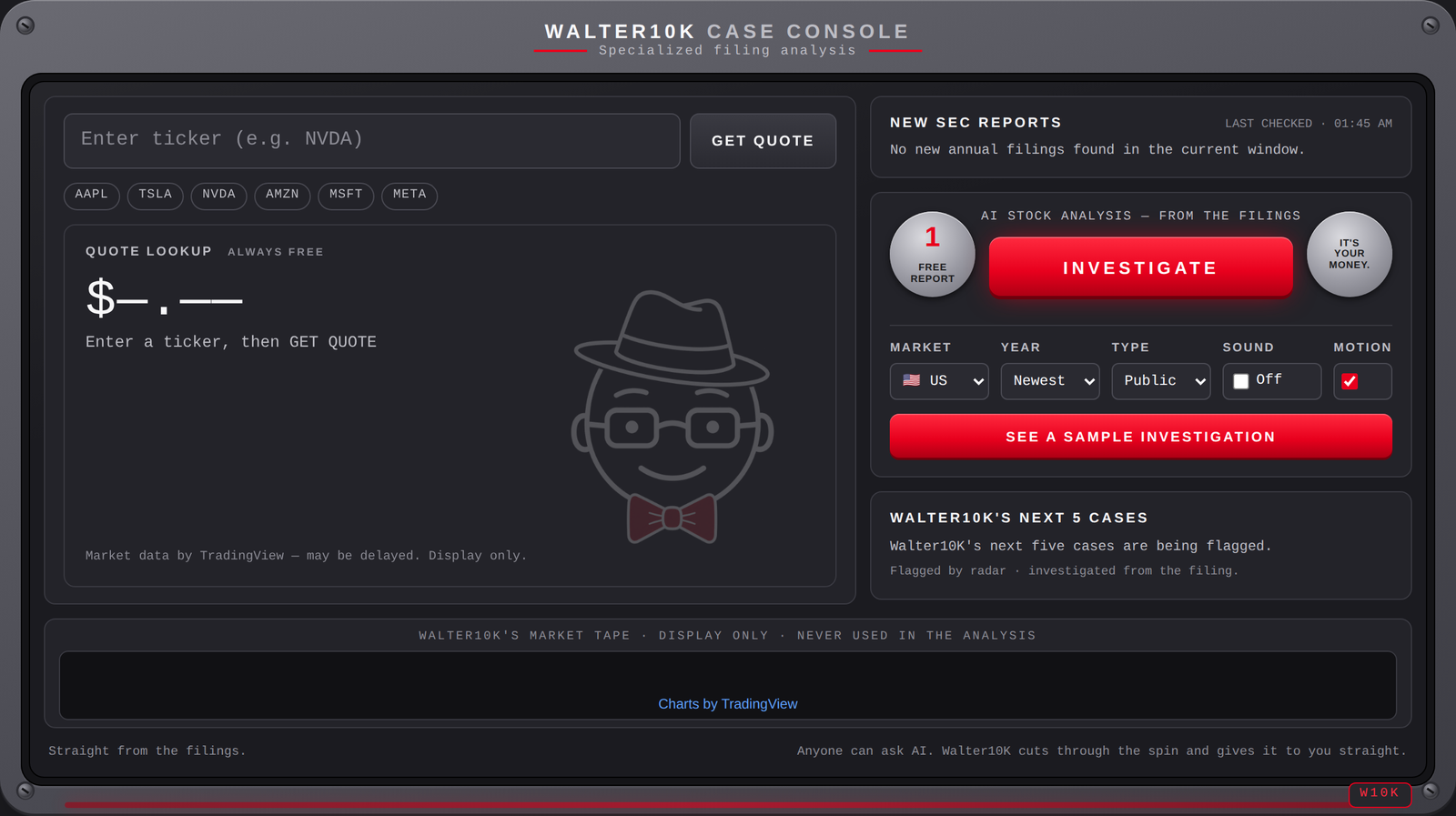 Current Walter10K Case Console on desktop