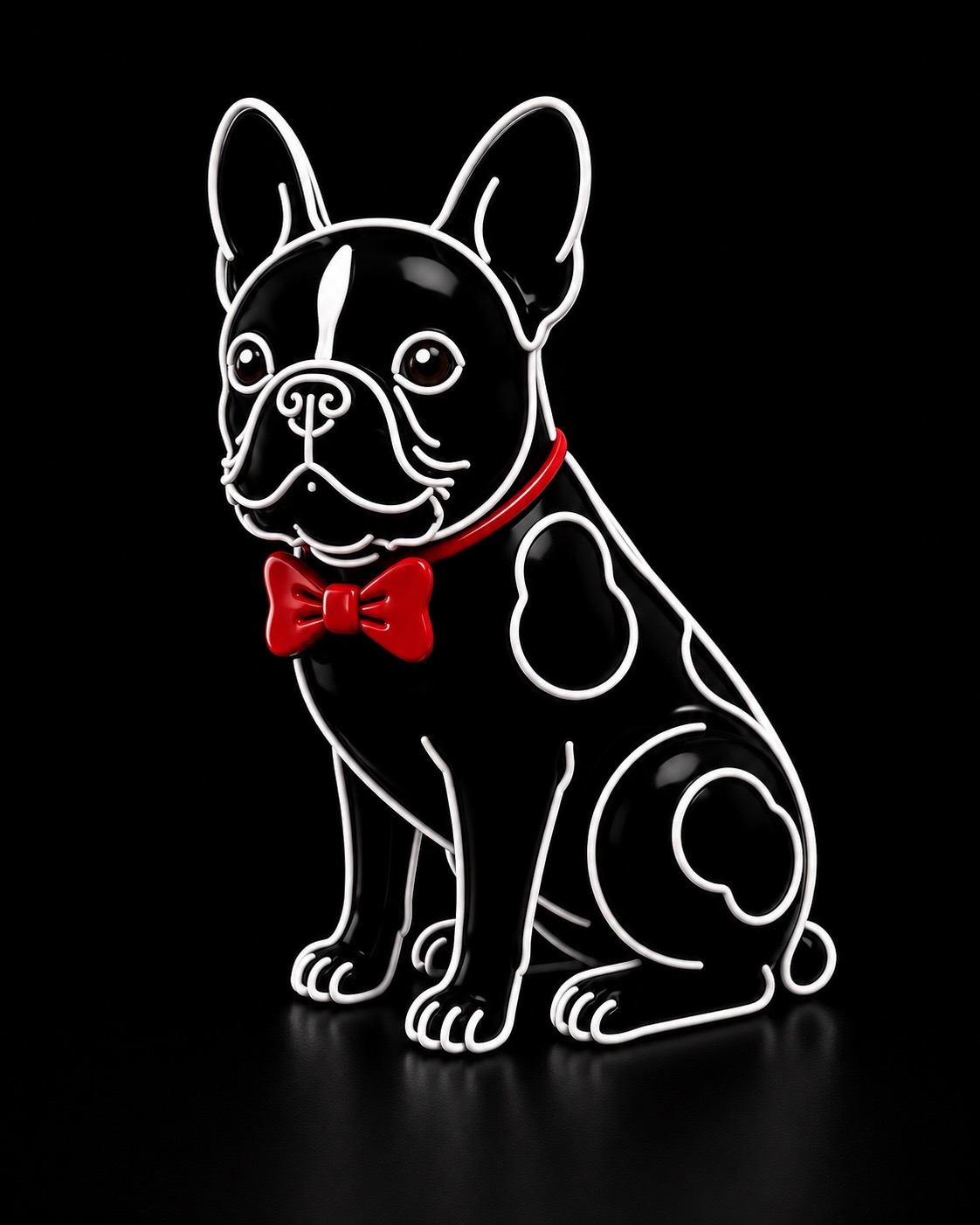 Approved black Whatson with white markings and red bow tie